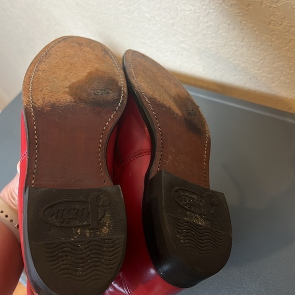 Justin Roper Boots Size 5 Red Leather Lace Up Western Kiltie L0503 Vintage - Picture 10 of 11